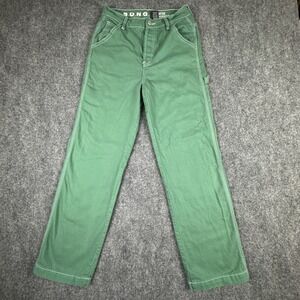 S.O.N.G. Jeans Womens 27 Green Carpenter 90s Boyfriend Straight Leg Button Fly